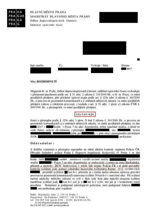 Měření rychlosti v obci